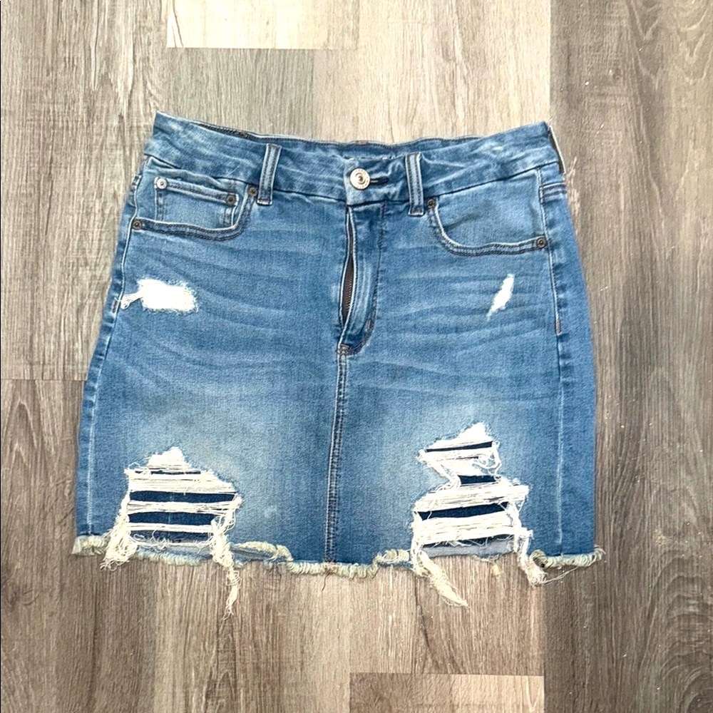 Adorable Denim Distressed AE Skirt